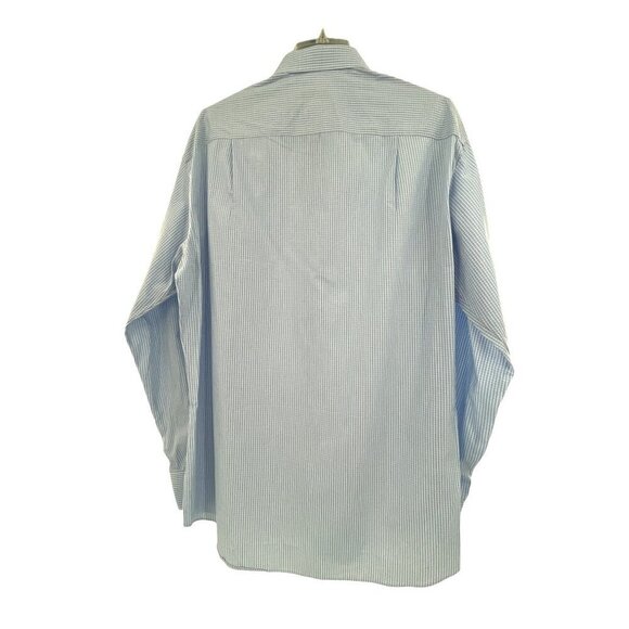 Ermenegildo Zegna Mens Blue & White Striped Button-Up‎ Dress Shirt 46x16.5 - Picture 2 of 10